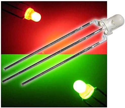 CHANZON 50 Duo Color LEDs 3mm diffus rot-grün LED 3-polig, Leuchtdiode, bedrahtet, Diode Leuchtend, als Bauteil von CHANZON