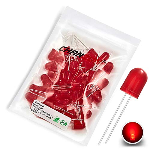 CHANZON 50 Stk. 10mm rot gestreute LED-Dioden lichter (farbige Linse rund DC 2V 20mA) Glühbirne Lampen Elektronikkomponenten Anzeigeleuchtdioden von CHANZON