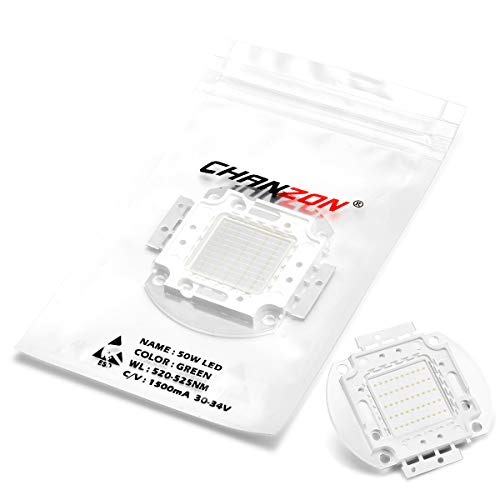 CHANZON Hochleistungs LED Chip 50 W Grün (1500 mA/DC 30 V - 34V / 50 Watt) Superhelle Intensität SMD COB Lichtemitter KomponentenDiode 50 W Birnen Lampenperlen DIY Beleuchtung von CHANZON