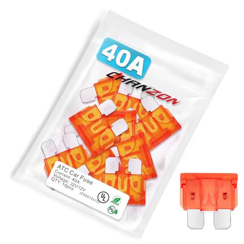 Chanzon 10 Stück ATC Sicherungen Kfz, Autosicherungen Set Blade-Sicherung (ATO APR-Standard) 40 A Fast Blow Überlast- und Kurzschlussschutz von CHANZON