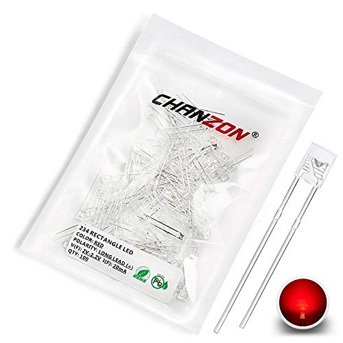 Chanzon 100 Stk. 2x3x4 rote LED-Dioden lichter (Quadrat Clear Transparent DC 2V 20mA) Helle Glühbirnen Lampen Elektronikkomponenten Anzeigeleuchtdioden von CHANZON