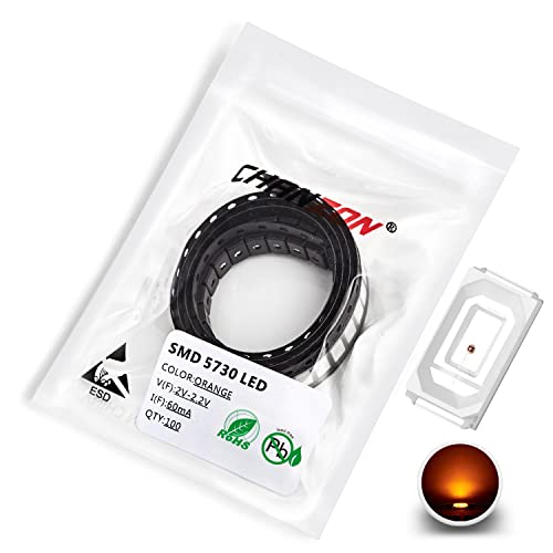 Chanzon 100 Stk. 5730 (5630) Orange (Amber) SMD LED-Dioden lichter (Surface Mount Chip 5,7 mm x 3,0 mm DC 2 V 60 mA 0,2 W) Superhelle Glühbirnen Lampen Elektronikkomponenten Leuchtdioden von CHANZON