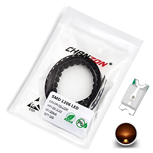 Chanzon 100 Stk. SMD 1206 (3,2 mm x 1,6 mm) Gelbe LED-Dioden lichter 2V 20mA Glühbirne Lampen Elektronikkomponenten Anzeigeleuchtdioden von CHANZON