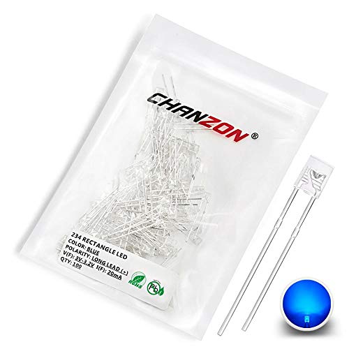 CHANZON 100 Stück 2x3x4 Blaue LED-Dioden lichter (Quadrat Klar Transparent DC 3V 20mA) Helle Glühbirnen Lampen Elektronikkomponenten Anzeigelicht emittierende Dioden von CHANZON