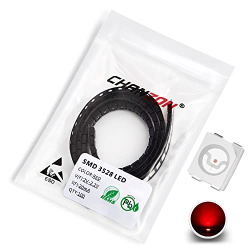 Chanzon 100 Stück 3528 (1210) Rote SMD-LED-Dioden -Lichtchips (Surface Mount PLCC 3.5mmx2.8mm DC 2V-2.2V 20mA 0.04W) Helle Hochleistungs-Glühbirne Lampen Elektronische Komponenten Leuchtdioden von CHANZON