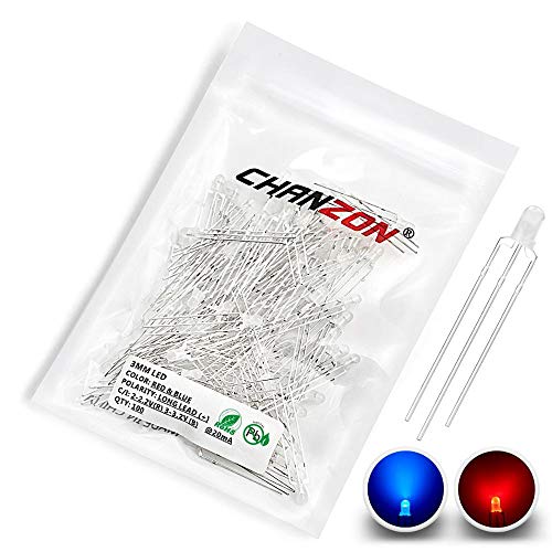 Chanzon 100 Stück 3mm Rot & Blau Diffuse LED-Dioden lichter Gemeinsame Anode (Frosted Round Bicolor) Helle Glühbirne Lampen Elektronische Komponenten Anzeige Leuchtdioden von CHANZON