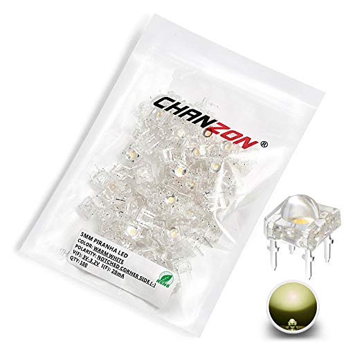 Chanzon 100 Stück 5mm Piranha SuperFlux Warmweiße LED-Dioden lichter (Klare transparente runde Linse 4 Pins DC 2V 20mA) Glühbirne Lampen Elektronische Komponenten Anzeige Leuchtdioden von CHANZON