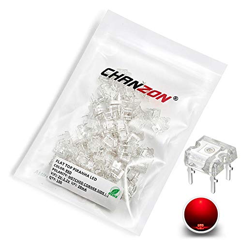 Chanzon 100 Stück Piranha SuperFlux Rote LED-Dioden lichter (Klare transparente Linse Flache Oberseite 4 Pins DC 2V 20mA) Glühbirnen Lampen Elektronikkomponenten Anzeigeleuchtdioden von CHANZON