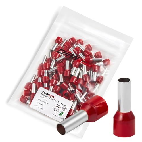 Chanzon 100 Stück isolierte Nylon-Aderendhülsen, 7 AWG (10 mm²), Draht E10–12, Anschlussenden, reines Kupfer, Farbe Rot, Nylon (PA), isoliert von CHANZON