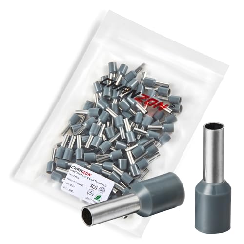 Chanzon 100 Stück isolierte Nylon-Ferrule, 12 AWG (4,0 mm²), Draht E4009, Anschlussenden, reines Kupfer, Farbe Grau, Nylon (PA), isoliert von CHANZON