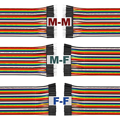 Chanzon 120 STK. (40 STK. x 3. Typen: M-M M-F F-F) 30cm lang Jumper Wire Kabel Connector Kit Male Female Solderless Multicolor für Arduino Raspberry Pi Elektronisches Steckbrett Protoboard PCB Board von CHANZON