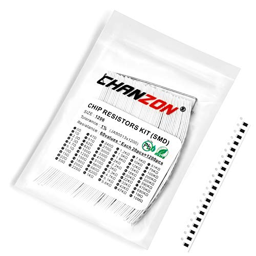 Chanzon 1200pcs 1206 SMD-Widerstands-Kit 0-10M Ω Ohm 60 Werte 1/4W 0,25W ±1% Toleranz Dickschicht 0-10MR SMT-Chipwiderstände Rohs-zertifiziert von CHANZON
