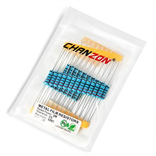 Chanzon 30pcs 2W 220 Ω Ohm Metallfilm-Fest widerstand 0,01 ±1% Toleranz 220R MF Durchgangsloch widerstände Strombegrenzung Rohs-zertifiziert Resistor von CHANZON