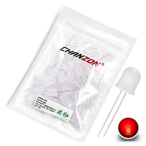 Chanzon 50 Stk. 10mm rot gestreute LED-Dioden lichter (gefrostete Linse rund DC 2V 20mA) Glühbirne Lampen Elektronikkomponenten Anzeige Leuchtdioden von CHANZON