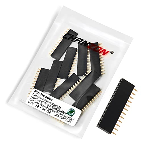 CHANZON Stiftleiste Buchsenleiste Pin Header 12 pin x 10 Stück Weiblichen LeistenStifte Gerade Einreihig Vergoldet 2,54 mm für PCB, Arduino Gpio, Männlichen, Maschine, Steckbrett, Elektronische von CHANZON