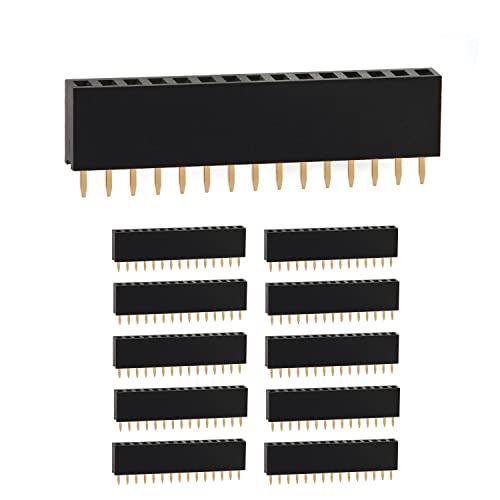 CHANZON Stiftleiste Buchsenleiste Pin Header 15 pin x 10 Stück Weiblichen LeistenStifte Gerade Einreihig Vergoldet 2,54 mm für PCB, Arduino Gpio, Männlichen, Maschine, Steckbrett, Elektronische von CHANZON