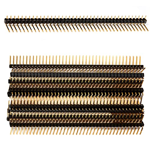 CHANZON Stiftleiste Buchsenleiste Pin Header 40 pin x 10 Stück Stiftleisten rechtwinklig 90 Grad einreihig vergoldet 2,54 mm Breakaway für PCB, Arduino Gpio, Männlichen, Maschine, Steckbrett von CHANZON
