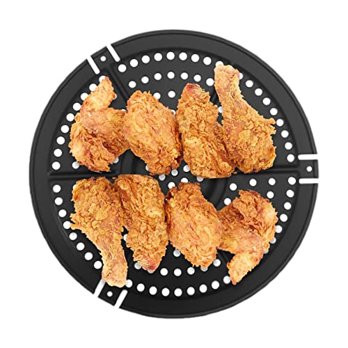 CHAODI Air Fryer Grillplatte | Airfryers Crisper-Platte mit Griff | Runde Backofen-Grillpfanne für Luftfritteusen, Grillpfannenplatte mit Antihaftbeschichtung und Griff, Luftfritteusen-Ersatzzubehör von CHAODI