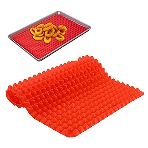CHAODI Pyramiden-Backmatte aus Silikon, rot | Beste gesunde Mikrowellen-Silikonmatte für Ofen - Lebensmittelechtes Antihaft-Set, Wiederverwendbare hitzebeständige Einlage, Wiederverwendbare Backmatte von CHAODI