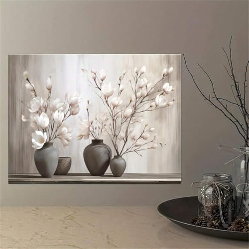 CHAOJIART 1 Stück lebendige Magnolien-Wandkunst auf Leinwand – zeitgenössische Wandkunst mit Blumendruck, für Schlafzimmer, Wohnzimmer, Küchen, Herbstdekoration (30 x 50/rahmenlos) von CHAOJIART