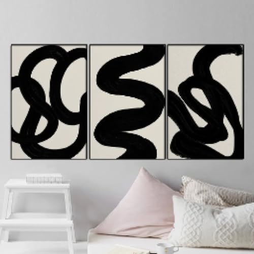 CHAOJIART Minimalismus Dunkler Pinselstrich Wandkunst Poster Leinwand Malerei Druck Landschaft Abstraktes Bild für Wohnzimmer Inneneinrichtung 70X100cm (28x39in) X3 Rahmenlos von CHAOJIART