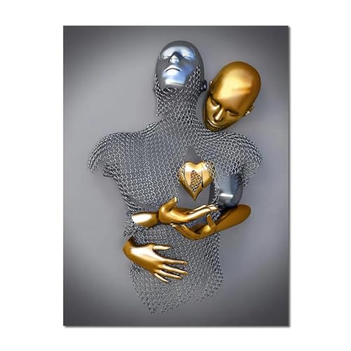 CHAOJIART Moderne romantische Metallfigur Statue Wandplakat Drucke Bild Nordische Ästhetik Leinwandgemälde für Wohnzimmerdekoration 80x120cm (32x47 Zoll) Rahmenlos von CHAOJIART