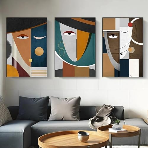 CHAOJIART Moderne zeitgenössische abstrakte geometrische Figur Gesicht Poster Leinwand Gemälde Mitte des Jahrhunderts Wandkunst Bild Wohnzimmer Dekor 80X110cmX3 rahmenlos CHAOJIART Moderne zeitgenössische abstrakte geometrische Figur Gesicht Poster Leinwand Gemälde Mitte des Jahrhunderts Wandkunst Bild Wohnzimmer Dekor 80X110cmX3 rahmenlos von CHAOJIART