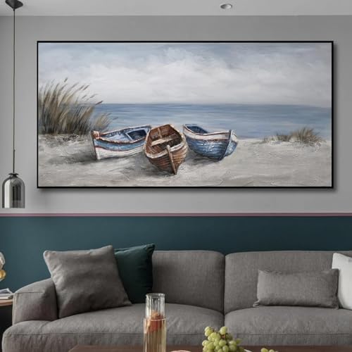 CHAOJIART Ölgemälde mit 3 Booten, Druck auf Leinwand, nordisches Poster, abstraktes Meer, Strand, Schiff, Bilder für Wohnzimmer, Zuhause, Wandkunst, dekorativ, 40 x 80 cm, rahmenlos CHAOJIART Ölgemälde mit 3 Booten, Druck auf Leinwand, nordisches Poster, abstraktes Meer, Strand, Schiff, Bilder für Wohnzimmer, Zuhause, Wandkunst, dekorativ, 40 x 80 cm, rahmenlos von CHAOJIART