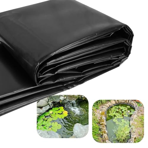 Teichfolie Zuschnitt Schwarz HDPE Teichfolien 2x2m 4x4m 8x6m Gartenteich Teichplane UV- und witterungsbeständig Fisch und Pflanzenfreundlich für den Teichbau Gartenpool Dicke 0.12mm ( Größe : 9x6m ) von CHAOJIMALI