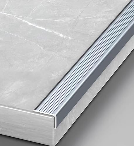 CHAOMIN rutschfeste Treppenkantenleisten aus Aluminiumlegierung – wasserdichter Sicherheits-Trittflächenschutz for alle Oberflächen (1 Stück)(Silver,L 100cm) von CHAOMIN