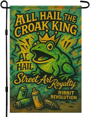 CHAONENG All Hail the Croak King Outdoor-Schild, Hof, Haus, Terrasse, Dekoration, lustige Gartenflagge, doppelseitig, 30,5 x 45,7 cm CHAONENG All Hail the Croak King Outdoor-Schild, Hof, Haus, Terrasse, Dekoration, lustige Gartenflagge, doppelseitig, 30,5 x 45,7 cm von CHAONENG
