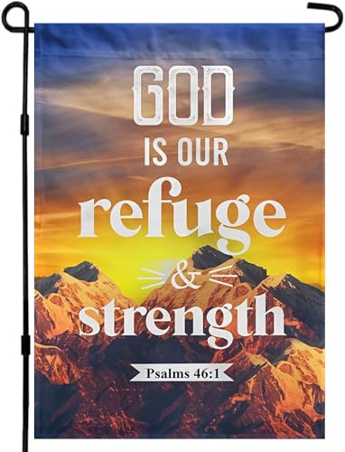 CHAONENG Amerika Forever Gartenflagge mit Bibelvers – 30,5 x 45,7 cm – Psalm 46:1 God is Our Refuge and Strength – Christliche Zitate doppelseitig religiöse Outdoor-Hof, dekorativ, inspirierend von CHAONENG