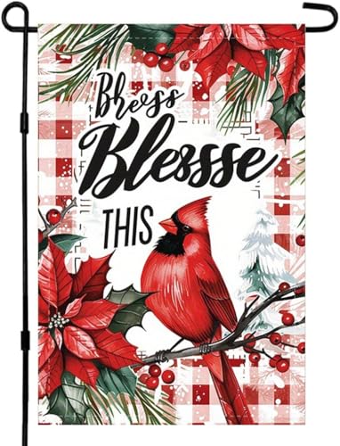 CHAONENG Bless This Winter Weihnachtsstern Weihnachten Kardinal Gartenflagge 30,5 x 45,7 cm, doppelseitig, Büffelkariert, roter Vogel, Blumenmuster, Hofbanner für den Winter, Garten, Hof, Veranda CHAONENG Bless This Winter Weihnachtsstern Weihnachten Kardinal Gartenflagge 30,5 x 45,7 cm, doppelseitig, Büffelkariert, roter Vogel, Blumenmuster, Hofbanner für den Winter, Garten, Hof, Veranda von CHAONENG