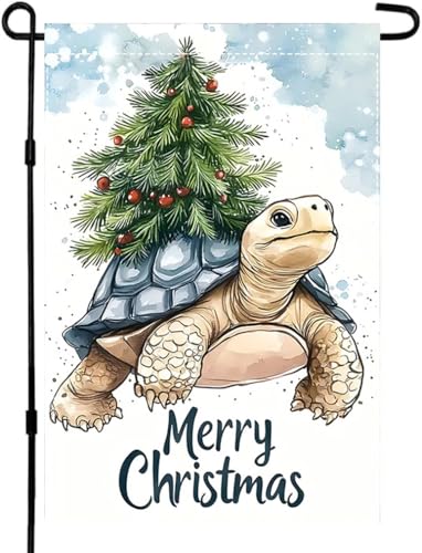 CHAONENG Frohe Weihnachten Gartenflagge, doppelseitig, 30,5 x 45,7 cm, Winter, lustige Schildkröten-Gartenflagge, trägt Weihnachtsbaum, saisonale Rasendekoration, Partyzubehör CHAONENG Frohe Weihnachten Gartenflagge, doppelseitig, 30,5 x 45,7 cm, Winter, lustige Schildkröten-Gartenflagge, trägt Weihnachtsbaum, saisonale Rasendekoration, Partyzubehör von CHAONENG