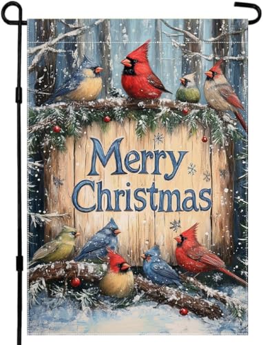 CHAONENG Frohe Weihnachten Gartenflagge Kardinal Rot Vogelhaus Willkommen Winter Flaggen 30,5 x 45,7 cm Doppelseitiges Schneebanner für Winterurlaub Xmas Yard Outdoor Dekoration CHAONENG Frohe Weihnachten Gartenflagge Kardinal Rot Vogelhaus Willkommen Winter Flaggen 30,5 x 45,7 cm Doppelseitiges Schneebanner für Winterurlaub Xmas Yard Outdoor Dekoration von CHAONENG
