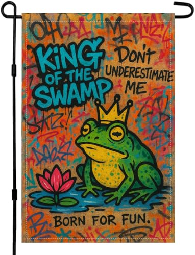 CHAONENG Froschkönig Outdoor-Schild, Hofhaus, Terrasse, Dekoration, lustige Gartenflagge, doppelseitig, 30,5 x 45,7 cm CHAONENG Froschkönig Outdoor-Schild, Hofhaus, Terrasse, Dekoration, lustige Gartenflagge, doppelseitig, 30,5 x 45,7 cm von CHAONENG