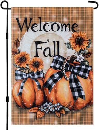 CHAONENG Gartenflagge "Welcome Fall", 30,5 x 45,7 cm, doppelseitig, für den Außenbereich, Kürbis, Herbst, rustikale Hofflagge von CHAONENG
