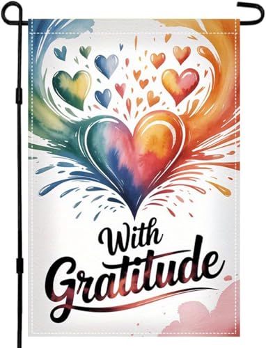 CHAONENG Gartenflagge mit Dankbarkeits-Liebe für draußen, 30,5 x 45,7 cm, doppelseitig, Regenbogenfreiheit, kleine Flaggen, Willkommensflagge, Hof, Outdoor-Dekorationen von CHAONENG