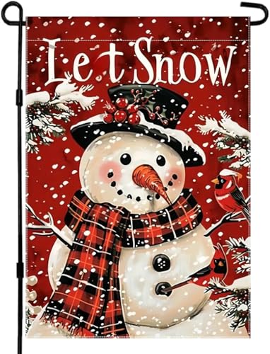 CHAONENG Let It Snow Schneemann Schneeflocke Weihnachten Gartenflagge 30,5 x 45,7 cm doppelseitig, rote Winterflagge Bauernhaus Hof Outdoor dekorative Flagge CHAONENG Let It Snow Schneemann Schneeflocke Weihnachten Gartenflagge 30,5 x 45,7 cm doppelseitig, rote Winterflagge Bauernhaus Hof Outdoor dekorative Flagge von CHAONENG