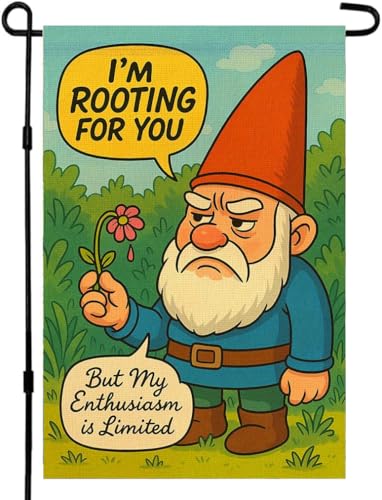 CHAONENG Lustige Gartenflagge mit Aufschrift "I'm Rooting For You But My Enthusiasm is Limited", 30,5 x 45,7 cm, doppelseitig, saisonales Blumenschild, Hof, Bauernhaus, Outdoor von CHAONENG