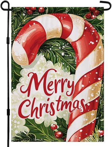 CHAONENG Weihnachtliche Zuckerstangen-Gartenflagge, 30,5 x 45,7 cm, Winter-Stechpalme und Beeren, doppelseitig, Winterhausflagge, festliche Gartendekoration, saisonale Heimdekoration CHAONENG Weihnachtliche Zuckerstangen-Gartenflagge, 30,5 x 45,7 cm, Winter-Stechpalme und Beeren, doppelseitig, Winterhausflagge, festliche Gartendekoration, saisonale Heimdekoration von CHAONENG