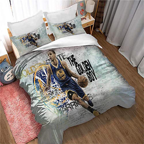 CHAOSE-DEB 3-teilige Bettwäsche, 100% Mikrofaser-Basketball Stephen Curry Bettwäsche-Set Weicher Bettbezug Und Kissenbezug 2-teilig (Stil 02,135 x 200 cm) von CHAOSE