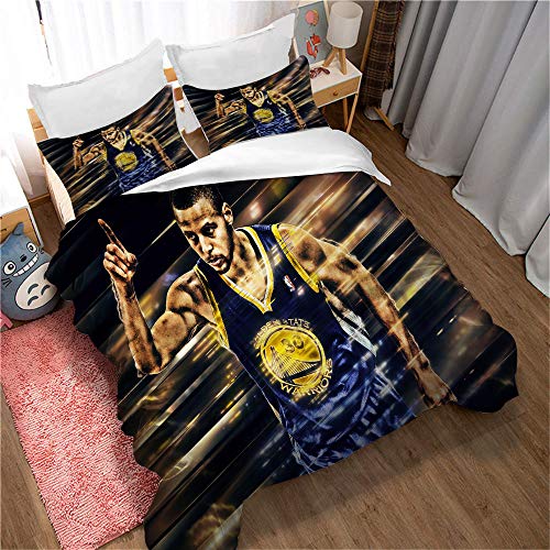 CHAOSE-DEB 3-teilige Bettwäsche, 100% Mikrofaser-Basketball Stephen Curry Bettwäsche-Set Weicher Bettbezug Und Kissenbezug 2-teilig (Stil 05,135 x 200 cm) von CHAOSE