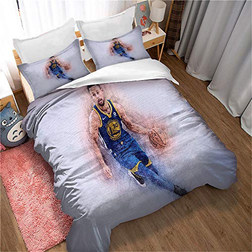 CHAOSE-DEB Basketball Stephen Curry Bettbezug 1-2 Personen Kid Bettbezug 3 Stück Baumwolle Kissenbezüge Mädchen Junge Bettwäsche Set (Stil 03,135 x 200 cm) von CHAOSE