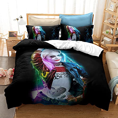 CHAOSE-DEB Bettbezug Einzelbett Bettbezug Set Und Harley Quinn Bettwäsche Anti-Falten Cove (Stil 04,135 x 200 cm) von CHAOSE