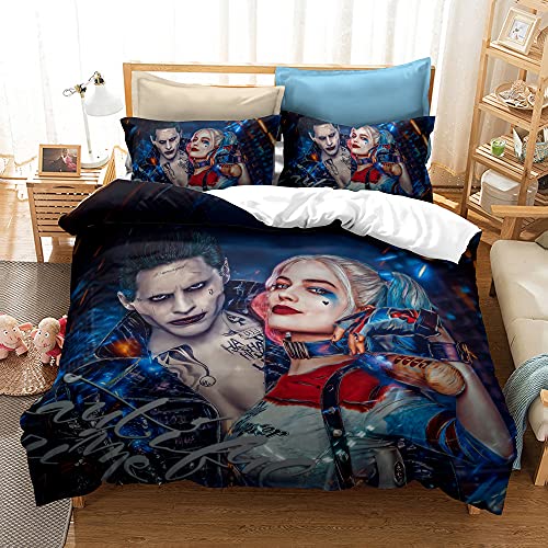 CHAOSE-DEB Bettwäsche Set Harley Quinn Druck Bettbezug Und Kissenbezug Kind Erwachsene Anti-Milben Plus Samt (Stil 03,135 x 200 cm) von CHAOSE