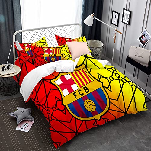 CHAOSE-DEB Fußballmannschaft FC Barcelona Bettbezug Einzigartiges Geschenk Weihnachtsbettwäsche-Set Faltenfrei Leicht Langlebig + 2 Kissenbezüge (Muster 05,135 x 200 cm) von CHAOSE