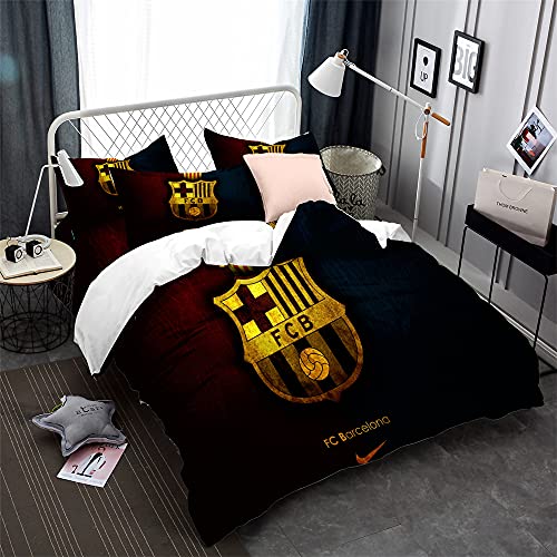 CHAOSE-DEB Fußballmannschaft FC Barcelona Bettbezug Leichte Mikrofaser Weicher Bettbezug Bettwäsche-Set Sing Double King Size 3 Stück (Muster 03,135 x 200 cm) von CHAOSE