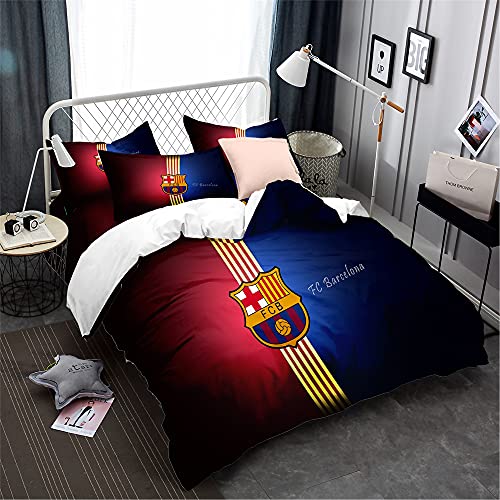 CHAOSE-DEB Fußballmannschaft FC Barcelona Bettbezug Leichte Mikrofaser Weicher Bettbezug Bettwäsche-Set Sing Double King Size 3 Stück (Muster 06,200 x 200 cm) von CHAOSE