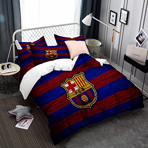 CHAOSE-DEB Fußballmannschaft FC Barcelona Bettbezug Polyester Kinderbettwäsche Bettbezug Und Kissenbezug Baumwolle Mit Fadenzahl 90 (Muster 01,135 x 200 cm) von CHAOSE